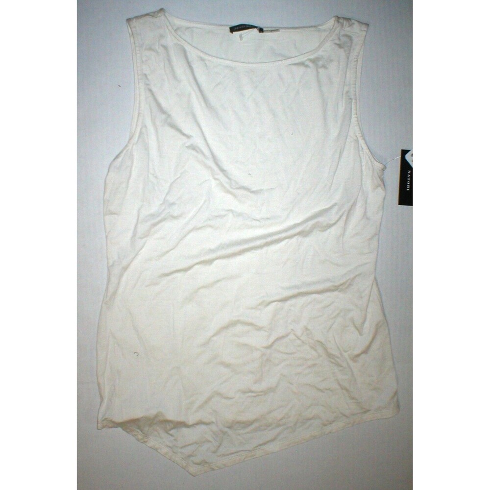 NWT New Designer Josie Natori Top Tank S White Sleeveless Womens Viscose Ecru